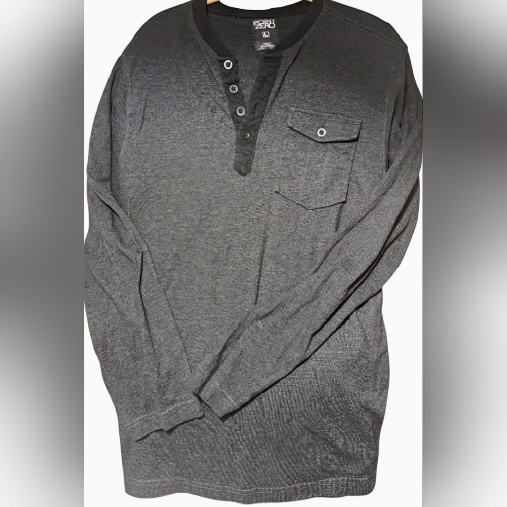 Shirt. Men's. Point Zero.  Long Sleeve. Charcoal grey. Large.